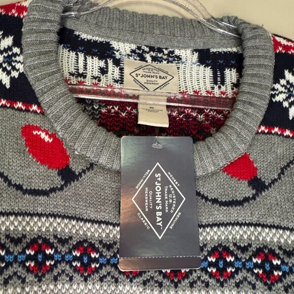 NEW Christmas men's size XL ugly holiday party reindeer trees fair isle sweater - Picture 5 of 10